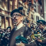 irish man with bagpipe