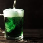Pint dyed green in Irish bar in Glasgow